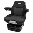 Black and gray vehicle seat with 'Fendt' branding on a white background