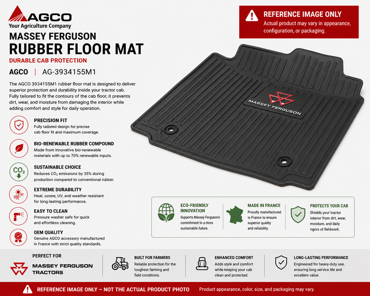 AGCO Massey Ferguson Rubber Floor Mat Durable Cab Protection | AG-3934155M1