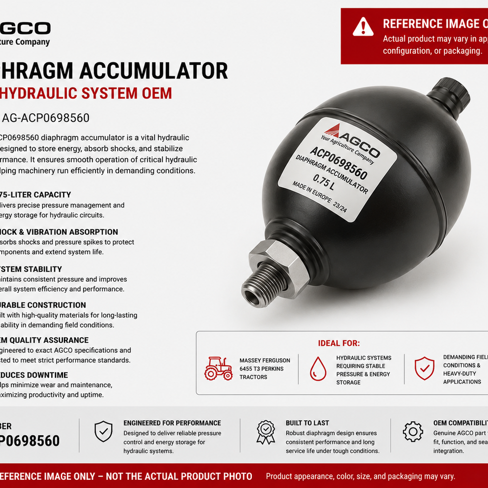 AGCO Diaphragm Accumulator 0.75 L Hydraulic System OEM | AG-ACP0698560