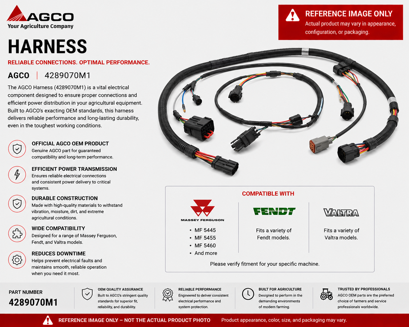 *STOCK CLEARANCE* - AGCO Harness 4289070M1 - OEM Massey Ferguson, Fendt, Valtra Fitment