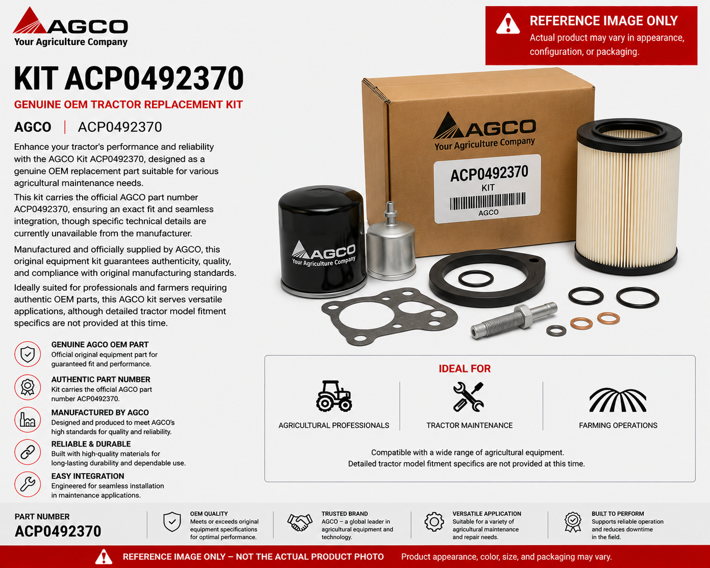 *STOCK CLEARANCE* - AGCO Kit ACP0492370 – Genuine OEM Tractor Replacement Kit Part ACP0492370