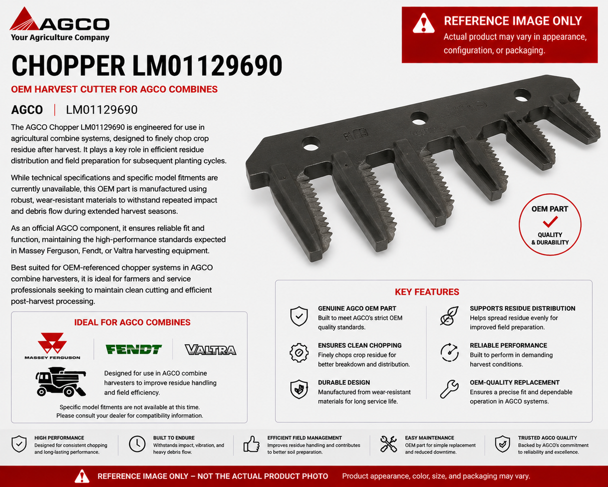 *STOCK CLEARANCE* - AGCO Chopper LM01129690 OEM Harvest Cutter for AGCO Combines