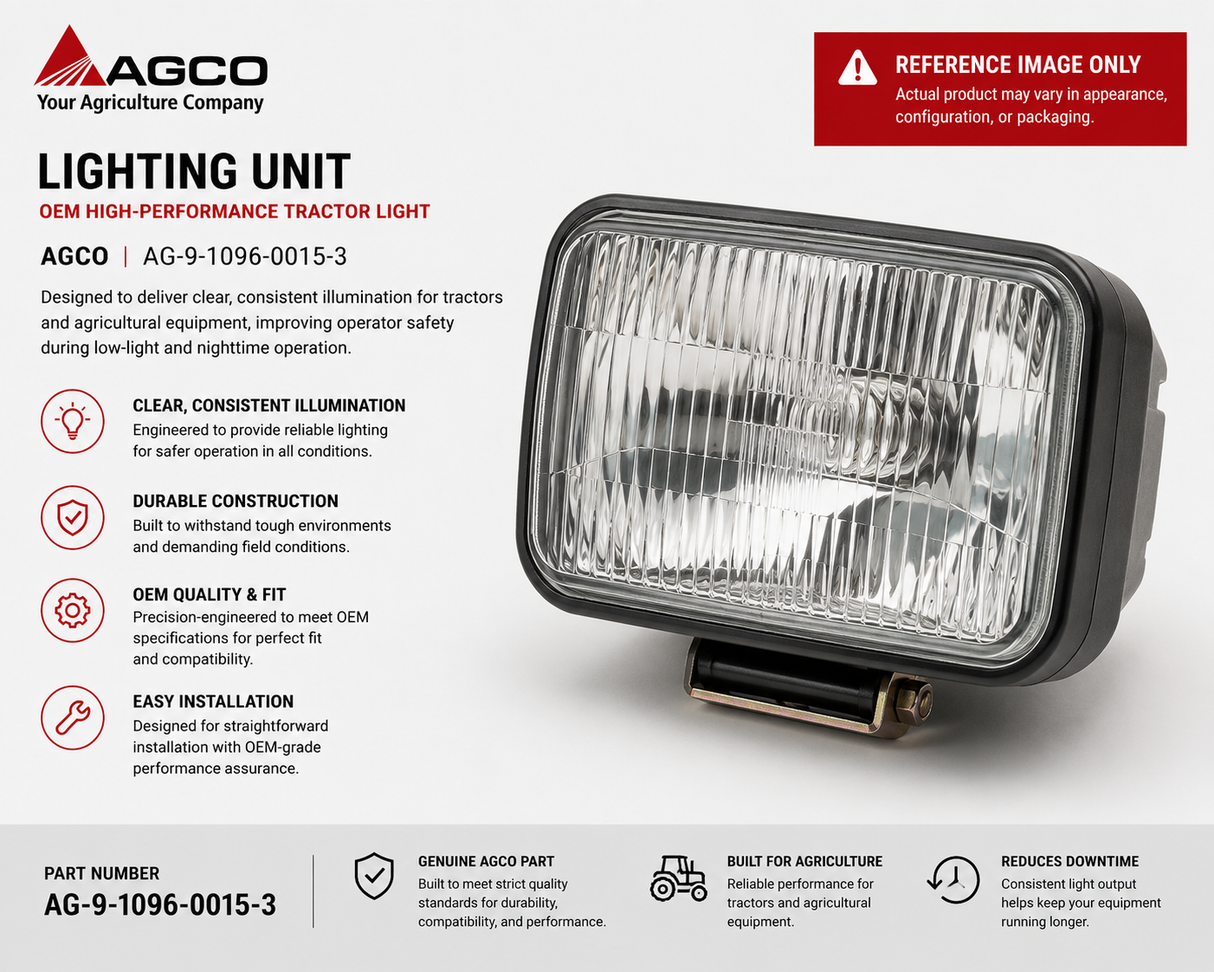 AGCO Lighting Unit OEM High-Performance Tractor Light | AG-9-1096-0015-3