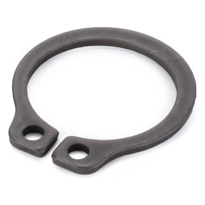 An 18mm external metal circlip with two small circular holes on either side from AGCO's Massey Ferguson range (390981X1).