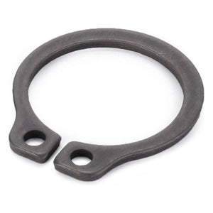 An 18mm external metal circlip with two small circular holes on either side from AGCO's Massey Ferguson range (390981X1).