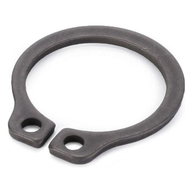 An 18mm external metal circlip with two small circular holes on either side from AGCO's Massey Ferguson range (390981X1).