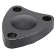 A black, triangular metal bracket with three rounded holes at each corner, compatible with the Massey Ferguson 100 Series combustion cap (model 746472M1) by AGCO.