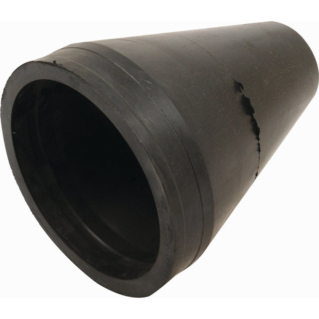 The Sparex Cone - 6'' (150mm) - S.59463, a black, conical rubber stopper with a hollow interior and made from durable rubber material for universal fitting, is shown against a white background.