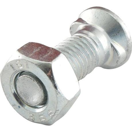 Close-up of a Sparex Countersunk Head Bolt 2 Nibs With Nut (TF2E) - M12 x 40mm, featuring a hexagonal head and visible threading, with tensile strength 8.8.