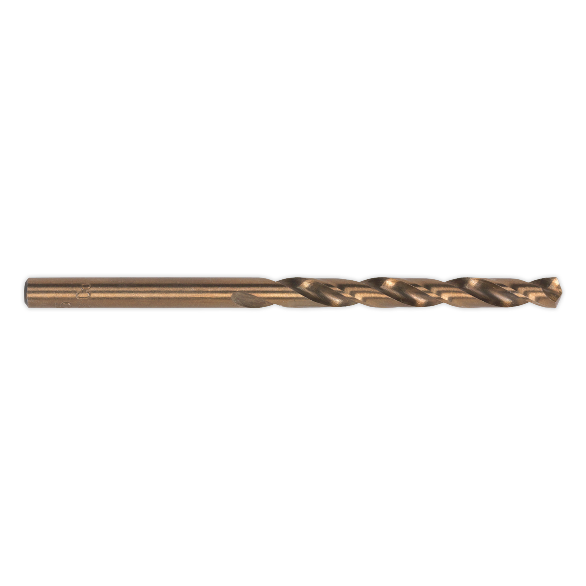 A single long, narrow Sealey HSS Cobalt Fully Ground Drill Bit Ø9mm with a spiral groove designed for cutting and drilling through materials, available in a pack of 10 (DB090CB).