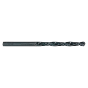The Sealey HSS Roll Forged Drill Bit Ø12mm Pack of 5 - DB120RF, featuring spiral grooves for clog-free swarf clearance and a 118° point tip, is displayed against a white background.