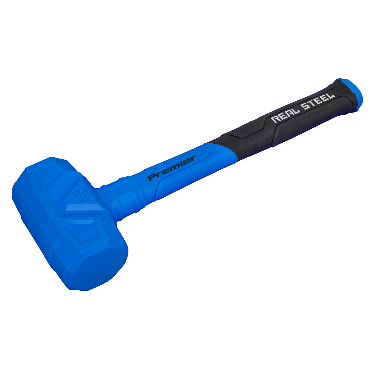 Blue and black Dead Blow Hammer 2.8lb - DBH02 by Sealey, featuring a soft grip handle designed for controlled and effective blows.