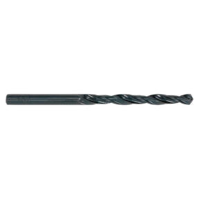 The Sealey HSS Roll Forged Drill Bit Ø1/8" in a pack of 10 (DBI18RF) features a spiral groove, designed for efficient swarf clearance and creating holes in various materials.