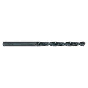 The Sealey HSS Roll Forged Drill Bit Ø1/8" in a pack of 10 (DBI18RF) features a spiral groove, designed for efficient swarf clearance and creating holes in various materials.