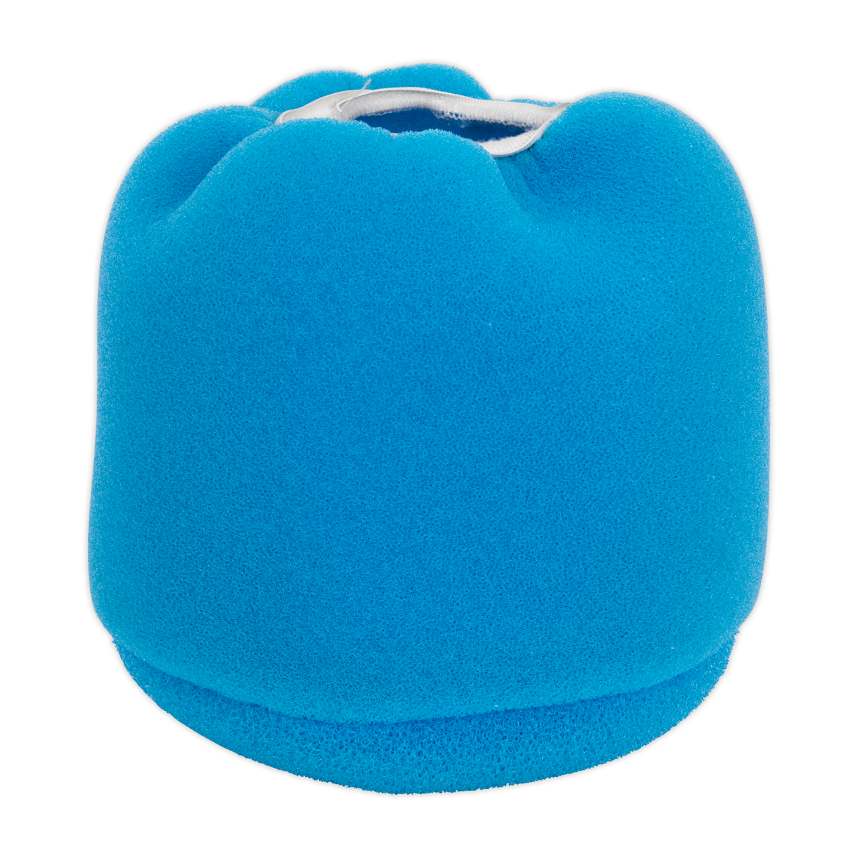 The Sealey Foam Filter - DFS35FF is a blue windscreen with a durable foam filter, designed for small microphones to reduce wind noise during recordings.