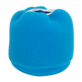 The Sealey Foam Filter - DFS35FF is a blue windscreen with a durable foam filter, designed for small microphones to reduce wind noise during recordings.