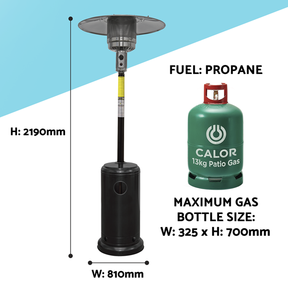 Sealey | Dellonda Outdoor Garden Gas Patio Heater 13kW Commercial & Domestic Use, Black - DG1