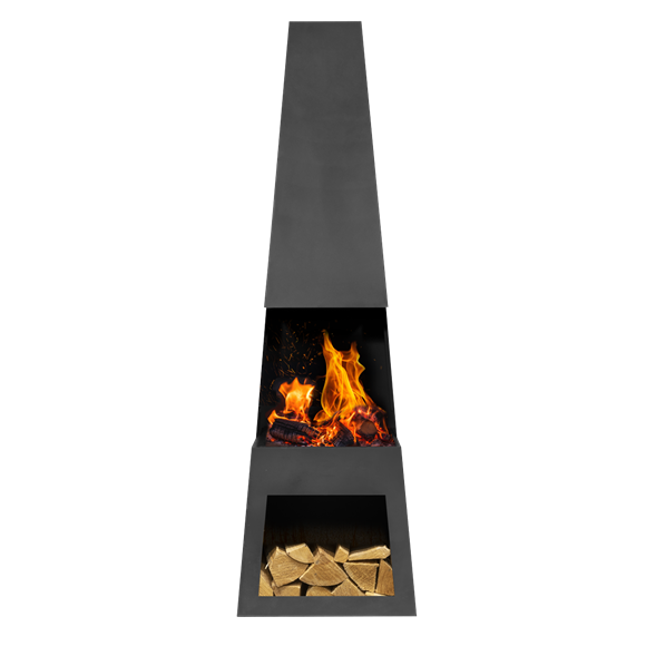 Sealey | Dellonda Outdoor Chiminea Fireplace Fire Pit Heater Firewood Storage Black Steel - DG107