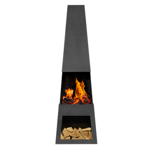 Sealey | Dellonda Outdoor Chiminea Fireplace Fire Pit Heater Firewood Storage Black Steel - DG107