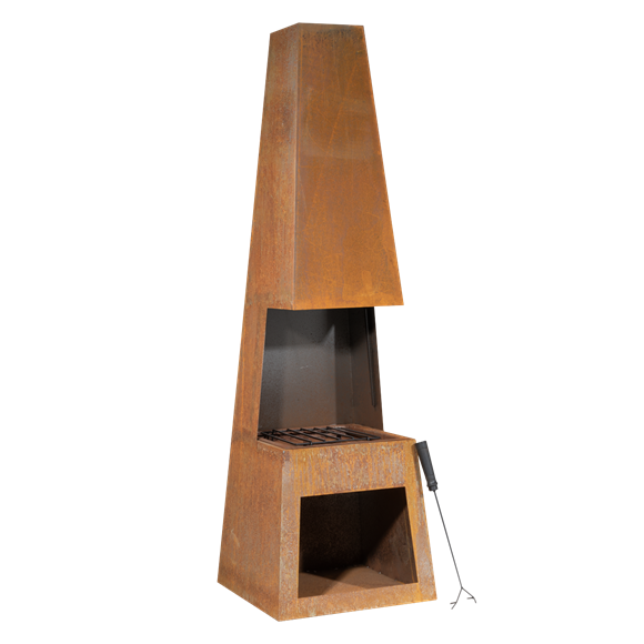 Sealey | Dellonda Outdoor Chiminea Fireplace Heater Firewood Storage - Corten Steel - DG108