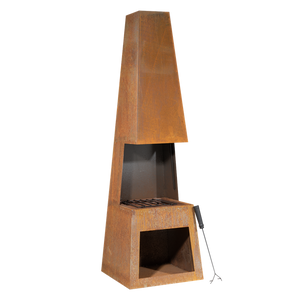 Sealey | Dellonda Outdoor Chiminea Fireplace Heater Firewood Storage - Corten Steel - DG108