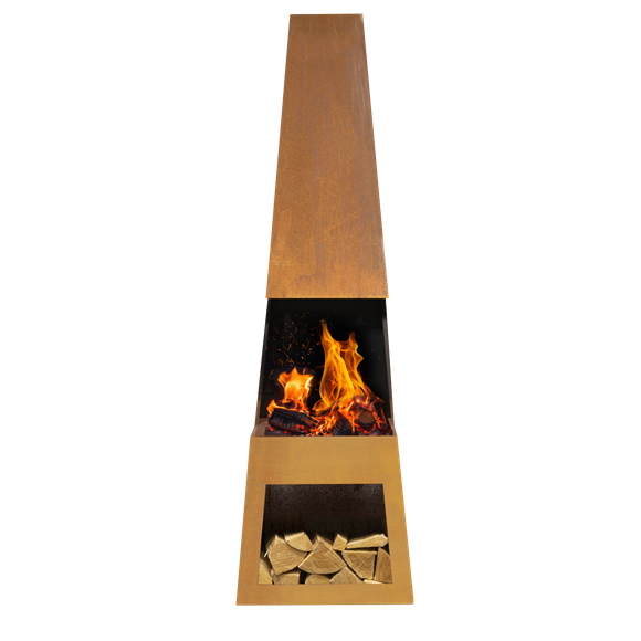 Sealey | Dellonda Outdoor Chiminea Fireplace Heater Firewood Storage - Corten Steel - DG108