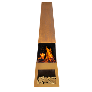 Sealey | Dellonda Outdoor Chiminea Fireplace Heater Firewood Storage - Corten Steel - DG108