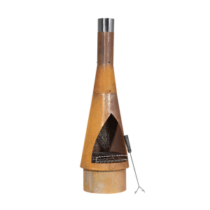 Sealey | Dellonda Outdoor/Garden/Patio Conical Chiminea, Fireplace, Fire Pit, Heater, H127cm - Corten Steel - DG110