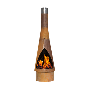 Sealey | Dellonda Outdoor/Garden/Patio Conical Chiminea, Fireplace, Fire Pit, Heater, H127cm - Corten Steel - DG110