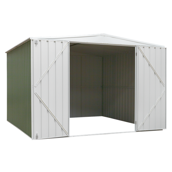 Sealey | Dellonda Galvanized Steel Storage Shed with Apex Style Roof 300 x 300 x 220cm - Green - DG116