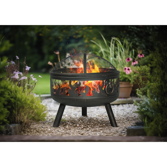 Sealey | Dellonda Deluxe Fire Pit Fireplace Outdoor Patio Heater, Cooking Grill & Poker - DG117