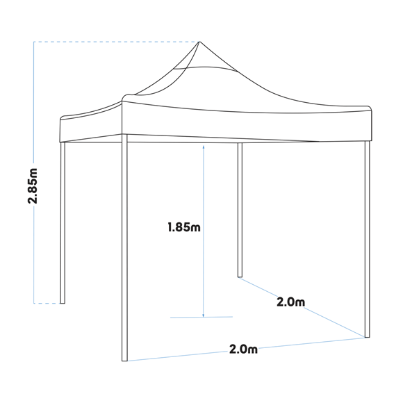 Sealey | Dellonda Premium 2x2m Pop-Up Gazebo, Heavy Duty, PVC Coated, Water Resistant Fabric, Supplied with Carry Bag, Rope, Stakes & Weight Bags - Blue Canopy - DG127