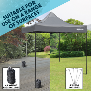 Sealey | Dellonda Premium 3 x 3m Pop-Up Gazebo, PVC Coated, Water Resistant Fabric, Supplied with Carry Bag, Rope, Stakes & Weight Bags - Grey Canopy - DG133