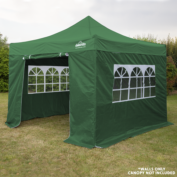 Sealey | Dellonda Premium Side Walls/Doors/Windows for Gazebo/Marquee, Fits 2 x 2m Models - Dark Green - DG144