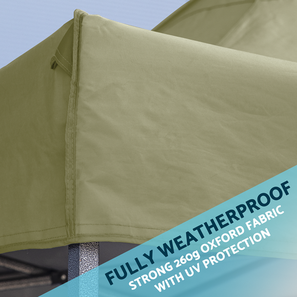 Sealey | Dellonda Premium 2x2m Pop-Up Gazebo & Side Walls, PVC Coated, Water Resistant Fabric, Supplied with Carry Bag, Rope, Stakes & Weight Bags - Beige - DG160