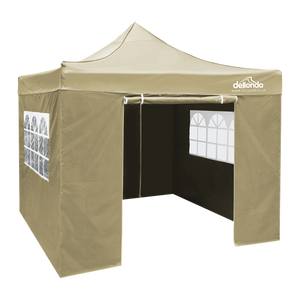 Sealey | Dellonda Premium 2x2m Pop-Up Gazebo & Side Walls, PVC Coated, Water Resistant Fabric, Supplied with Carry Bag, Rope, Stakes & Weight Bags - Beige - DG160