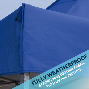 Sealey | Dellonda Premium 2x2m Pop-Up Gazebo & Side Walls, PVC Coated, Water Resistant Fabric, Supplied with Carry Bag, Rope, Stakes & Weight Bags - Blue - DG161