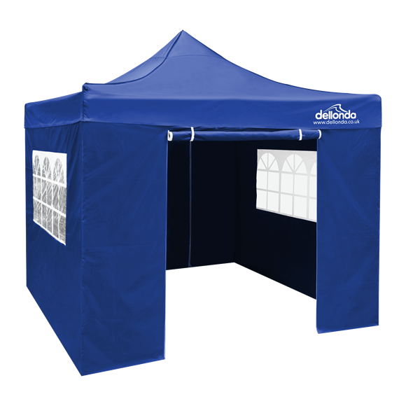 Sealey | Dellonda Premium 2x2m Pop-Up Gazebo & Side Walls, PVC Coated, Water Resistant Fabric, Supplied with Carry Bag, Rope, Stakes & Weight Bags - Blue - DG161