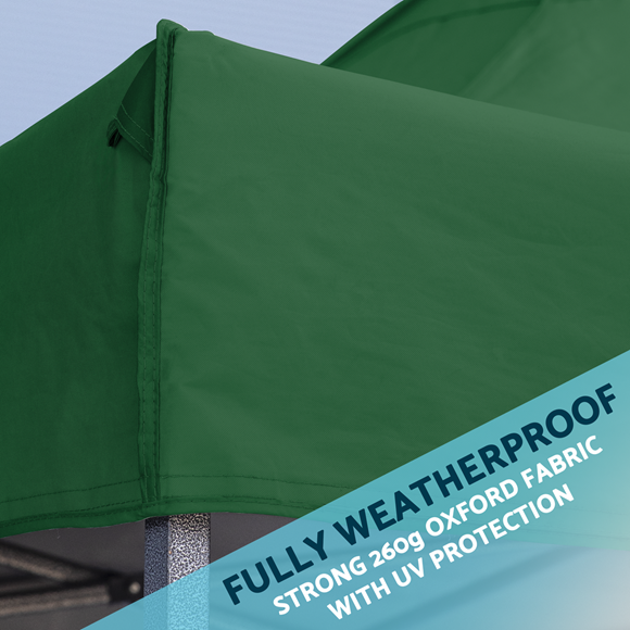 Sealey | Dellonda Premium 2x2m Pop-Up Gazebo & Side Walls, PVC Coated, Water Resistant Fabric with Carry Bag, Rope, Stakes & Weight Bags - Green - DG162