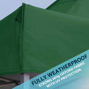 Sealey | Dellonda Premium 2x2m Pop-Up Gazebo & Side Walls, PVC Coated, Water Resistant Fabric with Carry Bag, Rope, Stakes & Weight Bags - Green - DG162