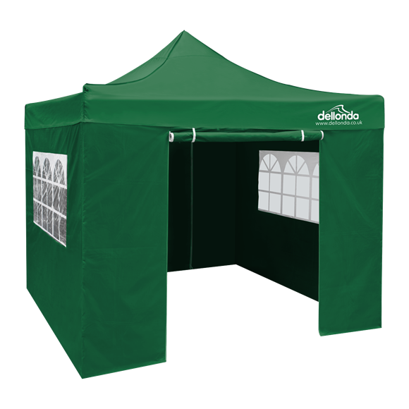 Sealey | Dellonda Premium 2x2m Pop-Up Gazebo & Side Walls, PVC Coated, Water Resistant Fabric with Carry Bag, Rope, Stakes & Weight Bags - Green - DG162