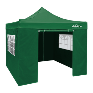 Sealey | Dellonda Premium 2x2m Pop-Up Gazebo & Side Walls, PVC Coated, Water Resistant Fabric with Carry Bag, Rope, Stakes & Weight Bags - Green - DG162