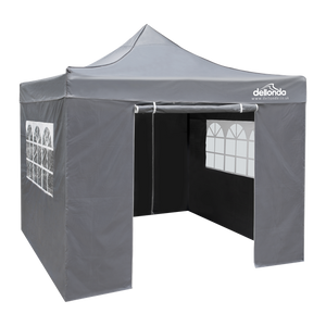 Sealey | Dellonda Premium 2x2m Pop-Up Gazebo & Side Walls, PVC Coated, Water Resistant Fabric, Supplied with Carry Bag, Rope, Stakes & Weight Bags - Grey - DG163