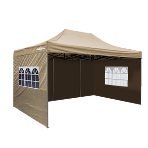 Sealey | Dellonda Premium 3x4.5m Pop-Up Gazebo & Side Walls, PVC Coated, Water Resistant Fabric with Carry Bag, Rope, Stakes & Weight Bags - Beige - DG168