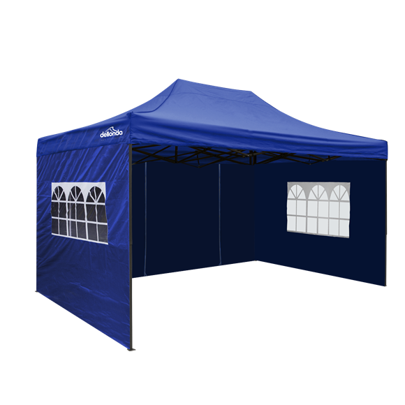 Sealey | Dellonda Premium 3x4.5m Pop-Up Gazebo & Side Walls, PVC Coated, Water Resistant Fabric with Carry Bag, Rope, Stakes & Weight Bags - Blue - DG169