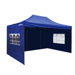 Sealey | Dellonda Premium 3x4.5m Pop-Up Gazebo & Side Walls, PVC Coated, Water Resistant Fabric with Carry Bag, Rope, Stakes & Weight Bags - Blue - DG169