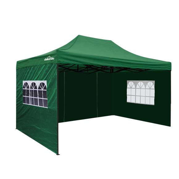 Sealey | Dellonda Premium 3x4.5m Pop-Up Gazebo & Side Walls, PVC Coated, Water Resistant Fabric with Carry Bag, Rope, Stakes & Weight Bags - Green - DG170