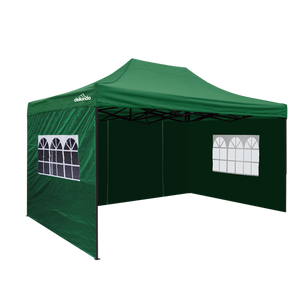 Sealey | Dellonda Premium 3x4.5m Pop-Up Gazebo & Side Walls, PVC Coated, Water Resistant Fabric with Carry Bag, Rope, Stakes & Weight Bags - Green - DG170