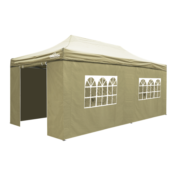 Sealey | Dellonda Premium 3x6m Pop-Up Gazebo & Side Walls, PVC Coated, Water Resistant Fabric with Carry Bag, Rope, Stakes & Weight Bags - Beige - DG172