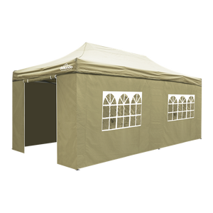 Sealey | Dellonda Premium 3x6m Pop-Up Gazebo & Side Walls, PVC Coated, Water Resistant Fabric with Carry Bag, Rope, Stakes & Weight Bags - Beige - DG172